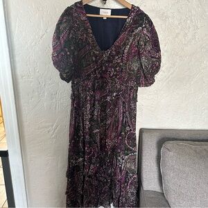 Cleobella Callista Violet Paisley Flower Midi Dress